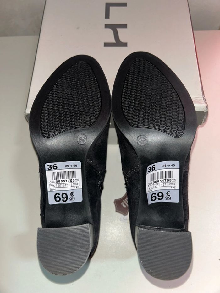 Bottines neuves noir cuir toucher velours nubuck - photo numéro 8