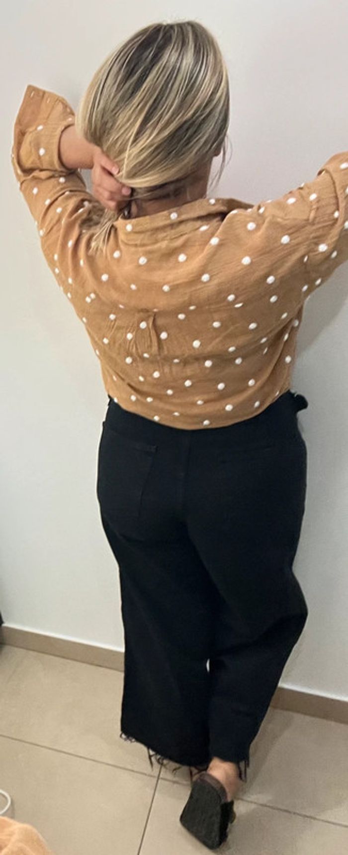 🟡 Chemise ample moutarde à pois Stradivarius – Taille M - photo numéro 8
