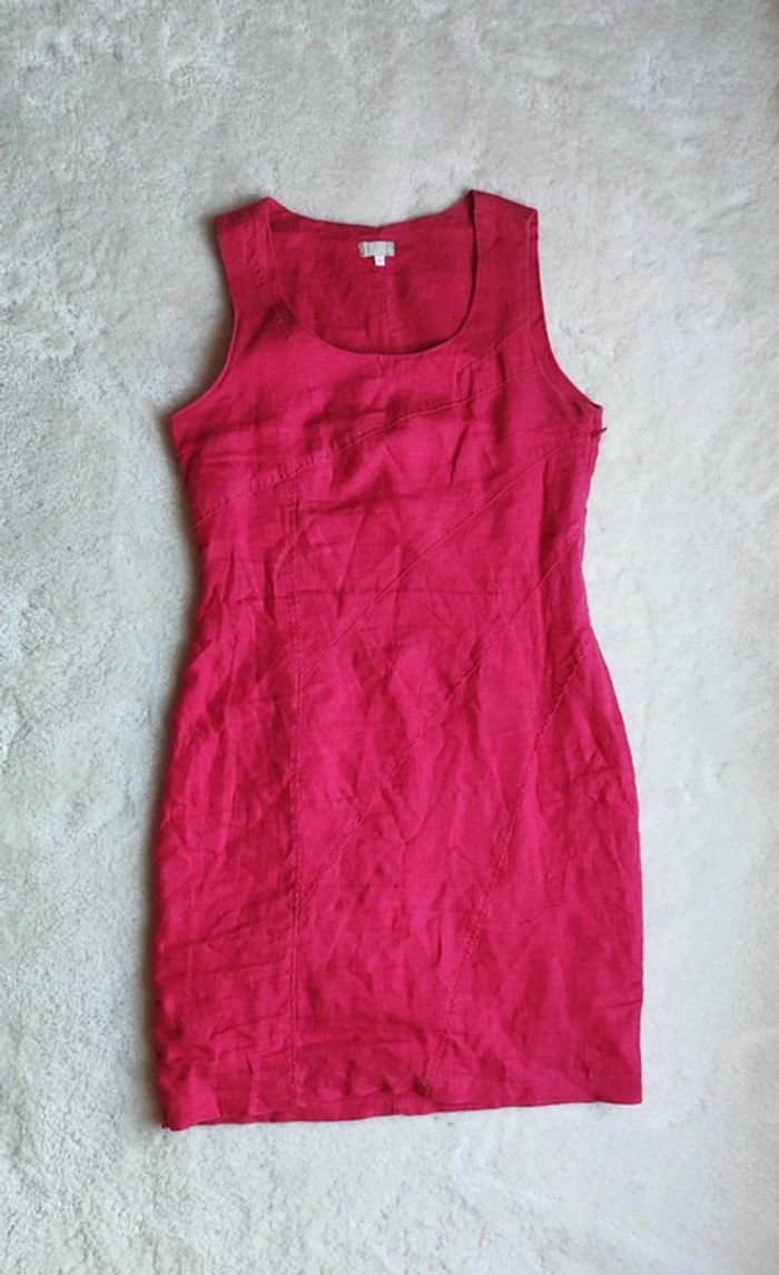 Robe sans manche Jacqueline Riu 40 rose fuchsia 100% lin - photo numéro 3