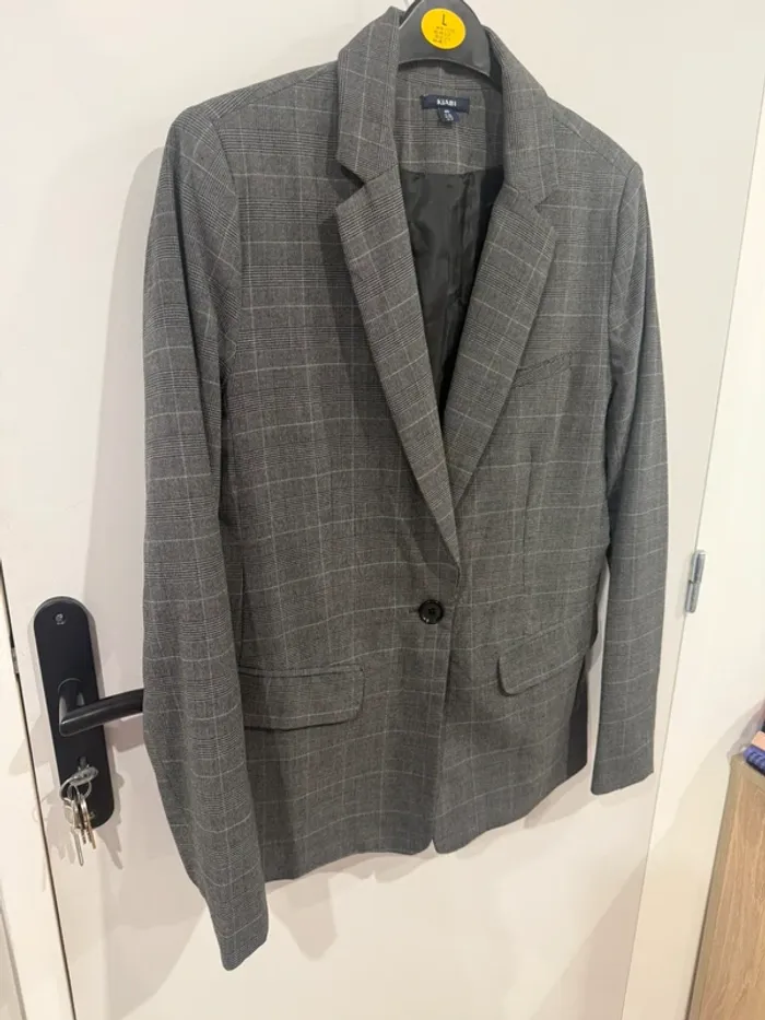 Veste blazer femme, grise à carreaux Kiabi taille 40 - photo numéro 2