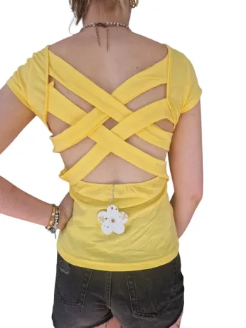 Tee-shirt Dos Nu Jaune, T. S/M