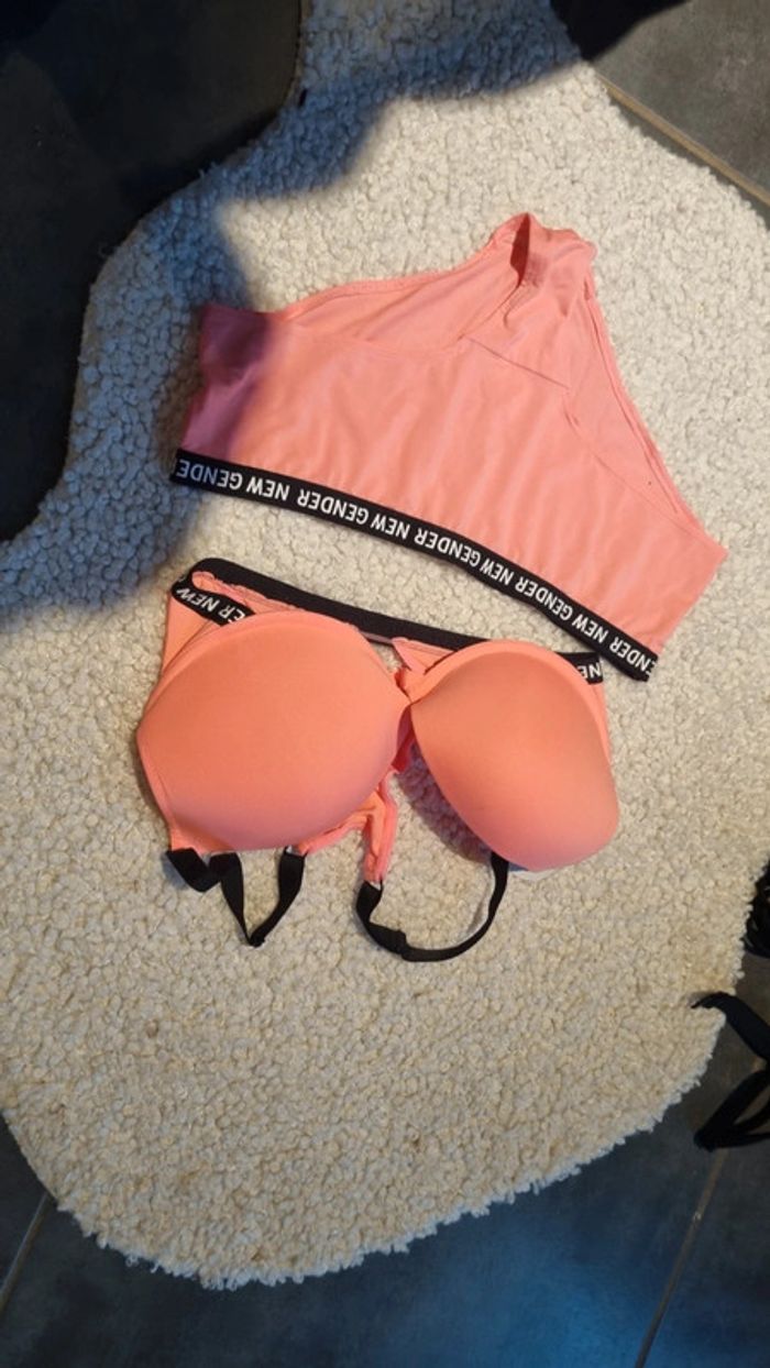 Maillot de bain 2 pièces femme neuf  corail 42 XL - photo numéro 7