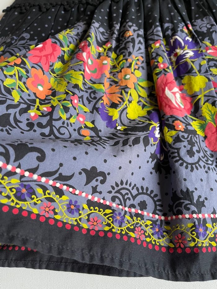 Jupe noire en coton Promod taille 34 avec motifs floraux russes / slaves - photo numéro 2
