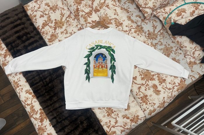 Sweat-shirt à manches longues blanc, imprimé Casablanca - photo numéro 4