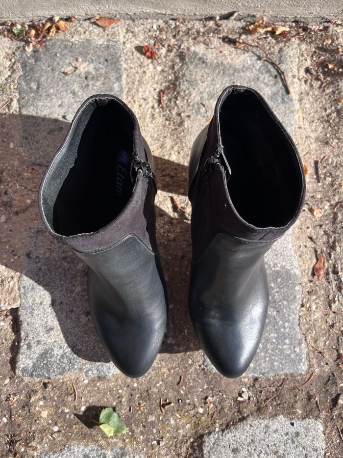 Bottines noires brides à talon taille 37/38 talons à 8 cm - neuves - photo numéro 10