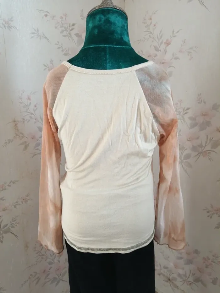Tee-shirt beige manches longues en résille tie and die / paris / (8ans) - photo numéro 7