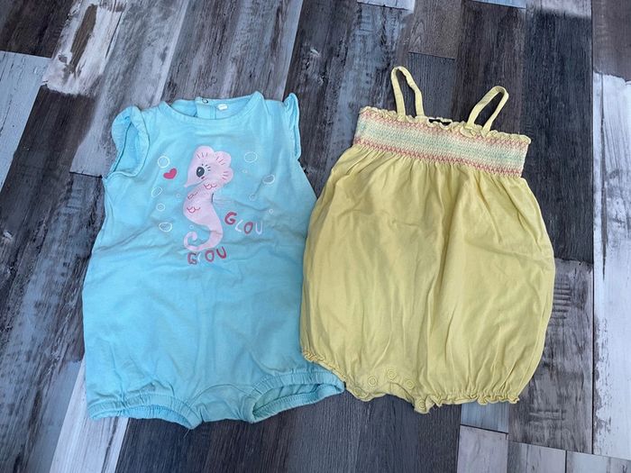 Lot de 2 grenouillères été fille 12 mois