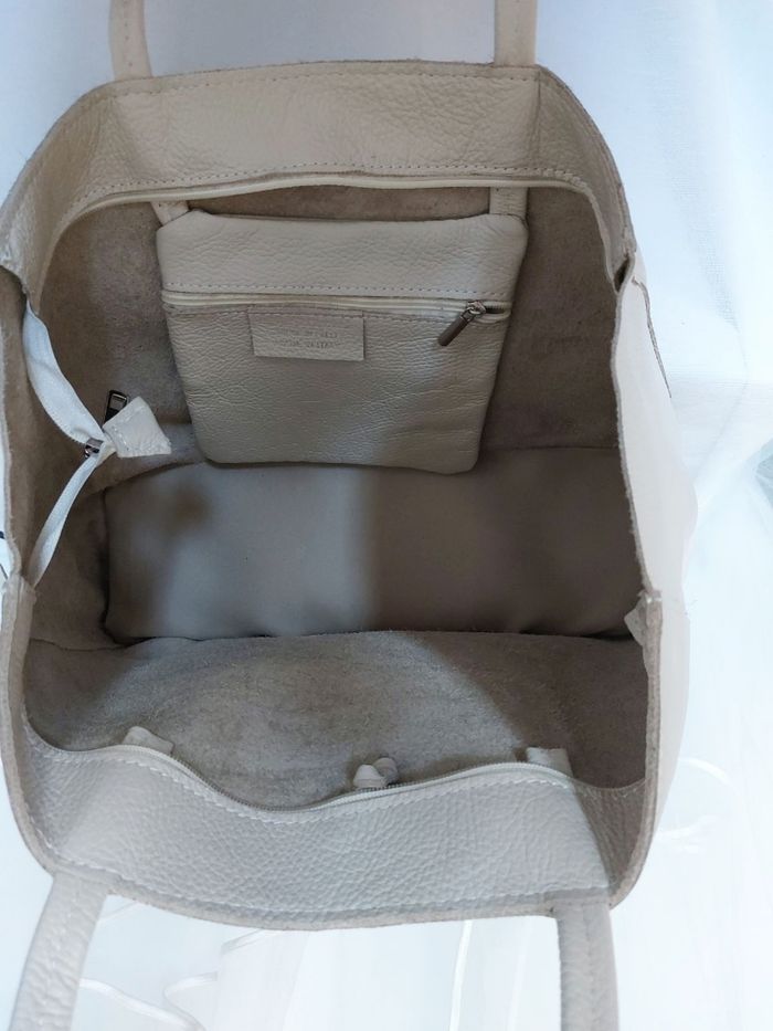 Grand sac A4 cuir beige urbain chic kevim - photo numéro 4