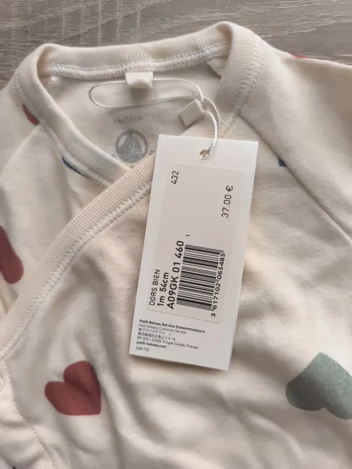 Pyjama léger neuf coeurs multicolore Petit bateau 1 mois unisexe - photo numéro 7