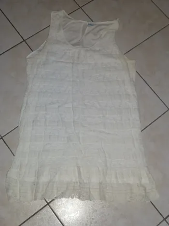 robe tunique dentelle M&S mode ecru taille L