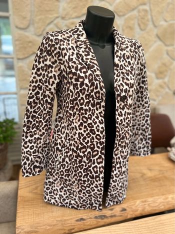 Veste blazer femme longue H&M taille S 36 léopard manteau