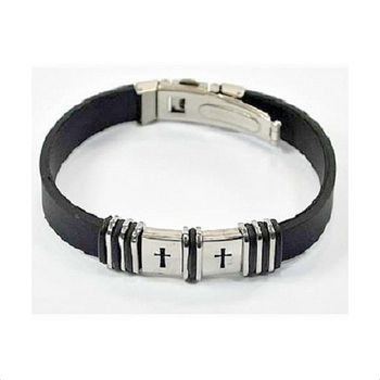 Bracelet Homme Silicone Et Métal Argenté