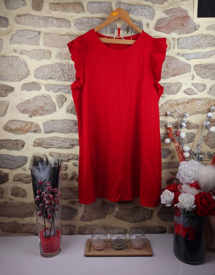 Robe manches volantées rouge Femme taille 52 marque Asos 💎