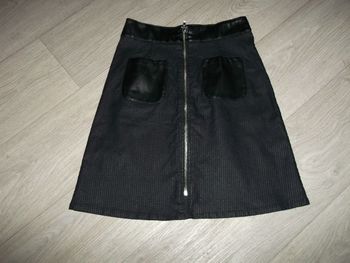 Jupe PAUL BRIAL noire damier et simili cuir taille 36 NEUVE