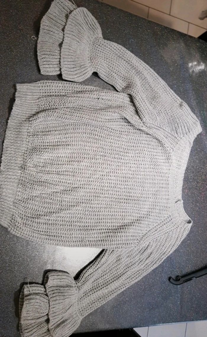 Pull maille gris - photo numéro 4