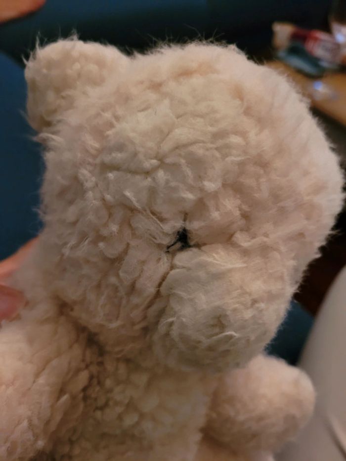 RARE Peluche gros chat Boulgom Pouet ours grand rose blanc pâle doudou collection France 23cm - photo numéro 3