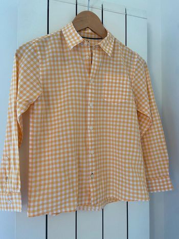 Chemise en coton vichy jaune et blanc Monoprix taille 10 ans