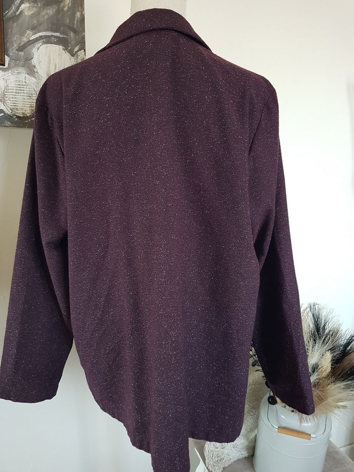 Veste femme lie de vin chiné. Mitsouki Paris, Made in France. Taille 4 (44/46). - photo numéro 2