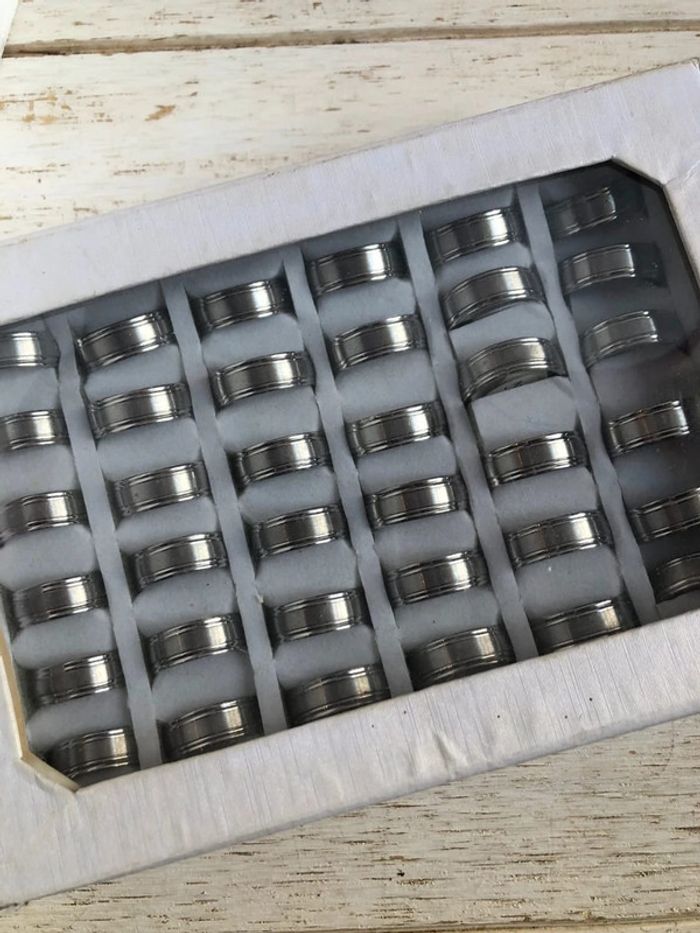 Lot de 36 bagues anneaux en acier inoxydable