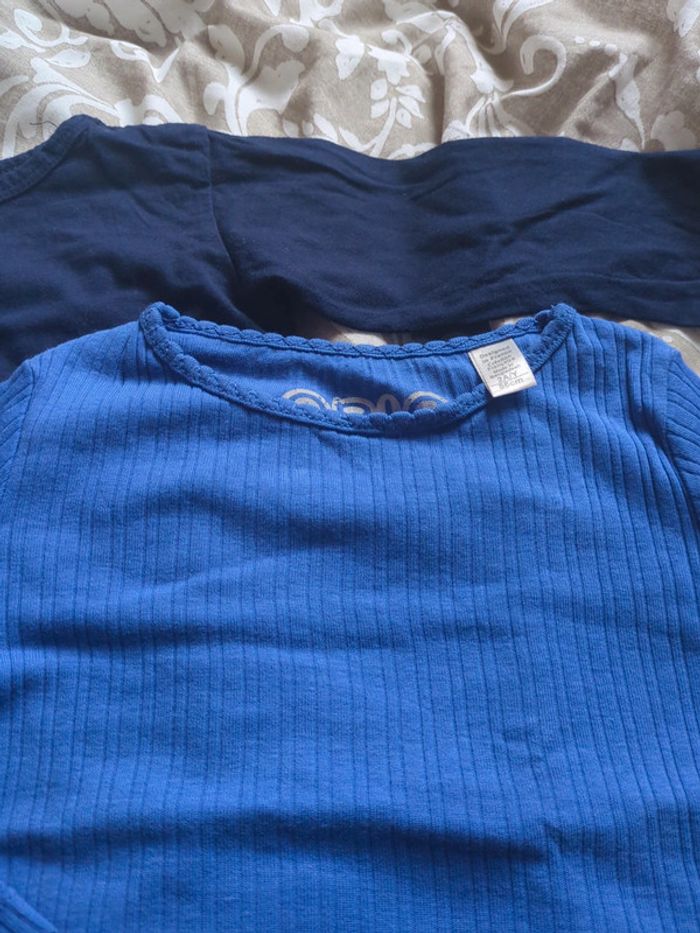 Lot t-shirts unis bleu électrique et marine 2 ans 23 mois obaibi bio - photo numéro 2