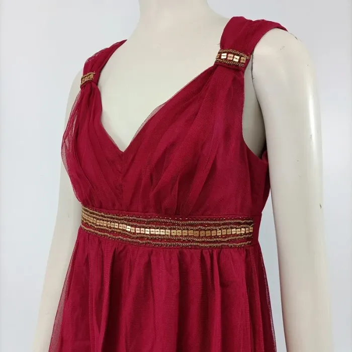 Robe bordeaux midi style empire broderies dorées – 1.2.3 Paris – taille 36 A055 - photo numéro 5