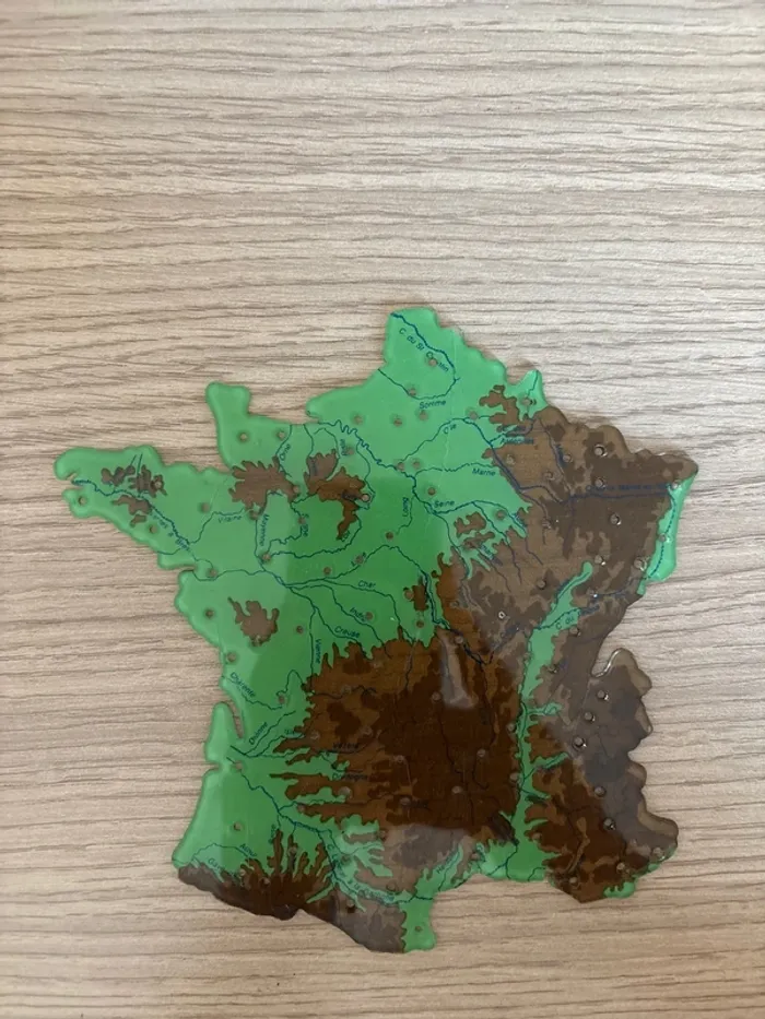 Carte plastique France des reliefs