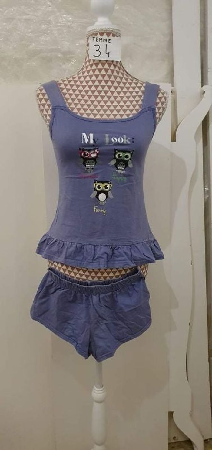 Ensemble de nuit, bleu, en très bon état, en coton,marque In Extenso =5€