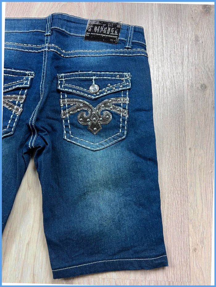 Short en jean vintage Femme Bleu marine à bijoux – Taille M - photo numéro 6
