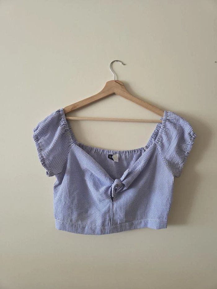 blouses courte H&m bleu et blanc taille Xxl