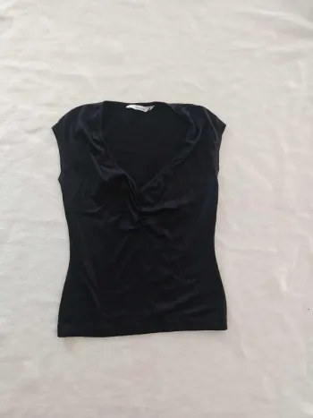 Haut noir tissu maillot bain TS