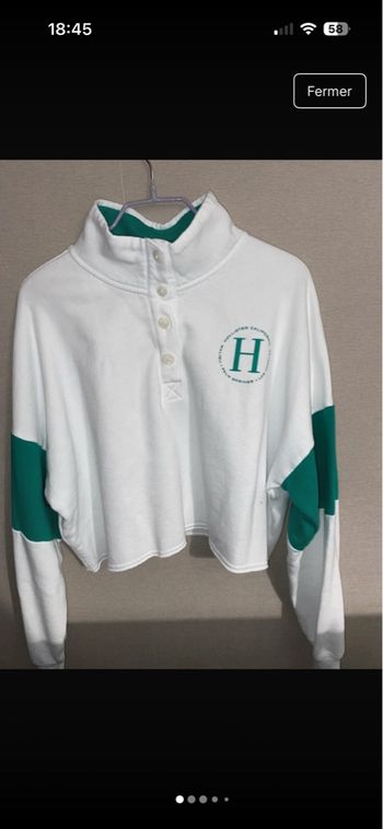 Sweat blanc et vert Hollister
