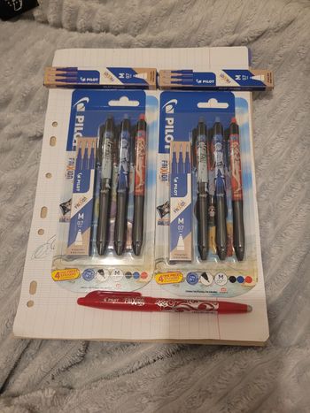 Lot de pilot frixion 7 stylos effacable + 12 recharge