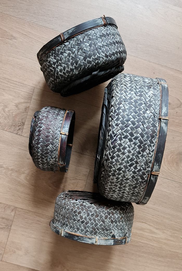 🌻 Lot de 4 corbeilles rondes noires et grisouilles 🌻 - photo numéro 2