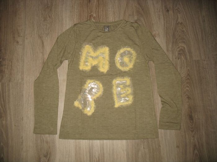 TEE SHIRT ML KAKI FILLE "ZARA KIDS" - 7 / 8 ANS - n°01 - photo numéro 2