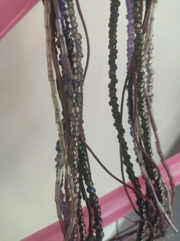 Collier multirangs perles violet - photo numéro 3