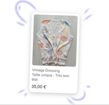 Pull Gilet sans manches vintage Flowers fleurs brodées