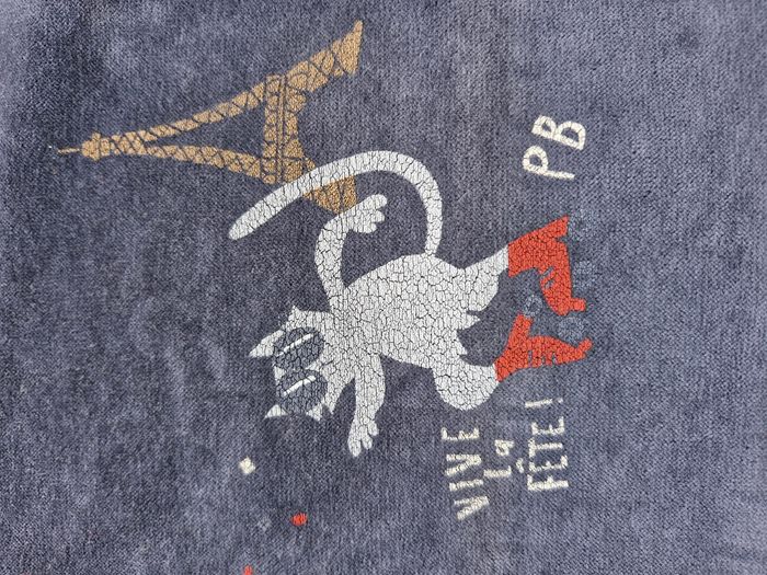 Pyjama 2 pièces 3 ans Petit Bateau Vertbaudet Bleu marine Chat rollers tour Eiffel Vive la fête - photo numéro 4