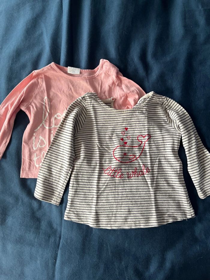 Lot 2 t-shirt manches longues 9 mois