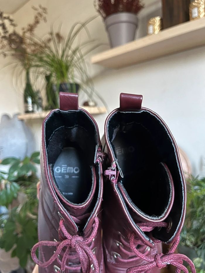 Bottines à talons avec lacets - bordeaux - photo numéro 15