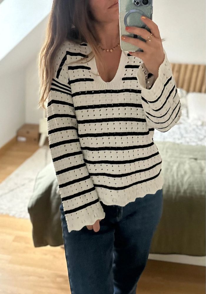 Maille PROMOD marinière style crochet 🖤 - photo numéro 3