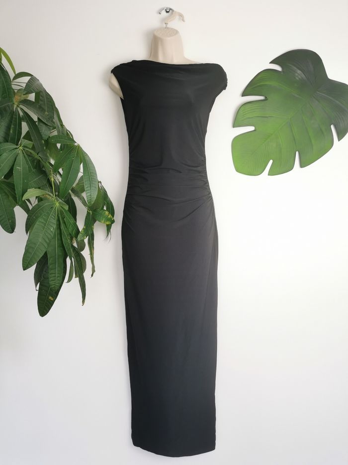 Robe longue noire asymétrique à col froncé Shein Taille S