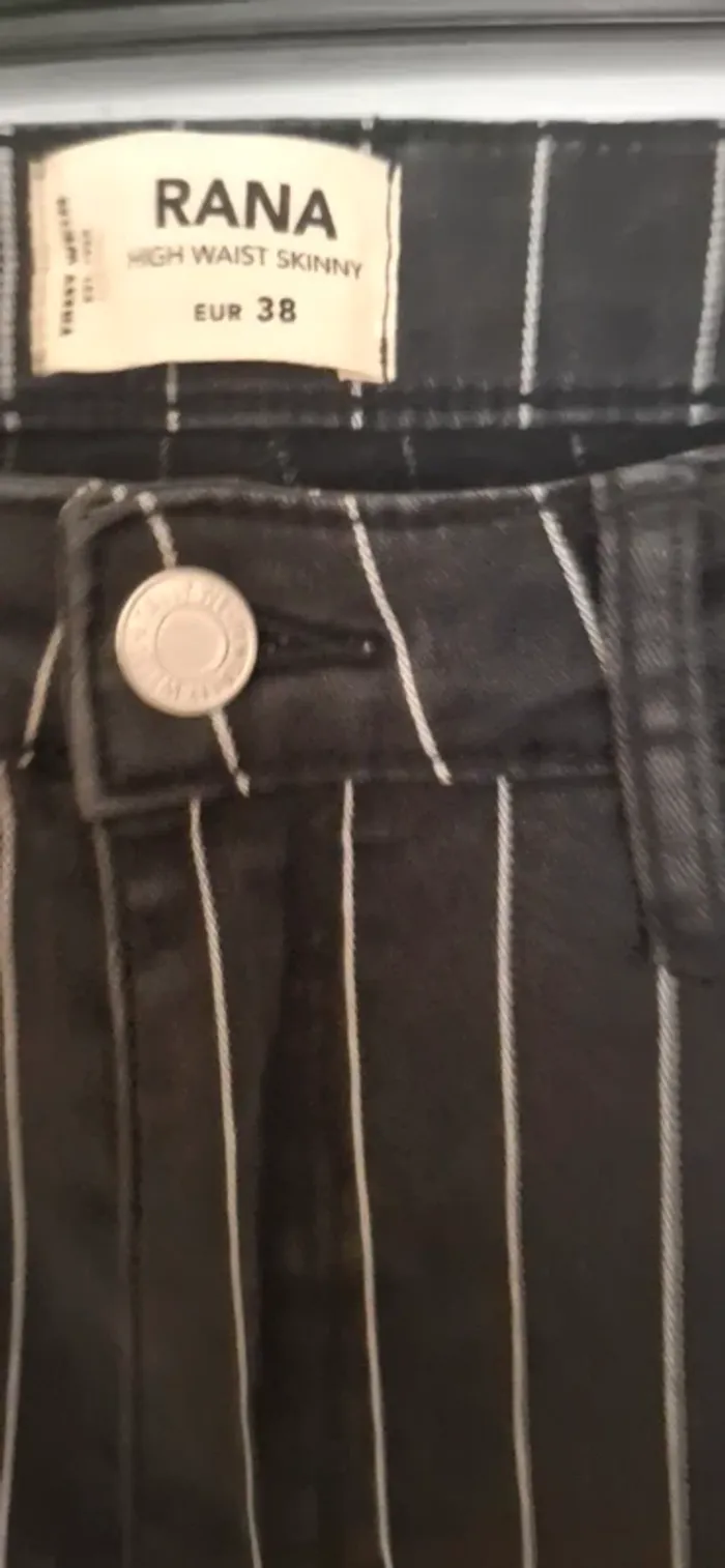 🖤Pantalon RANA High Waist Skinny à Rayures (Taille EUR 38) - photo numéro 2