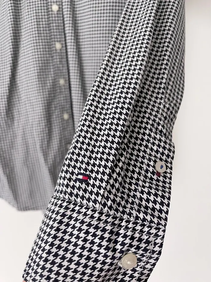 Chemise en coton originale motif pied de poule Tommy Hilfiger en parfait état taille 4 US (36 FR)