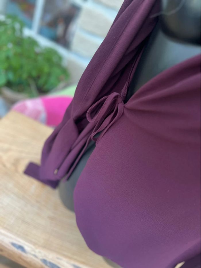 Chemisier blouse cache cœur bordeaux femme akoz de toi collection - photo numéro 3