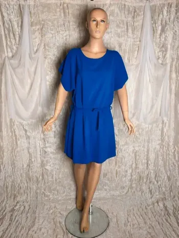 Robe/Tunique élégante avec ceinture couleurs Bleu roi / electrique fluide taille unique 36 au 44