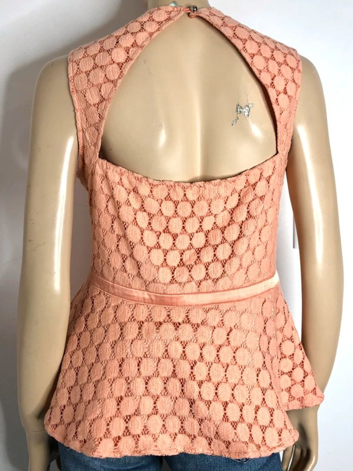 Joli top péplum en dentelle couleur orange pêche taille L - photo numéro 4