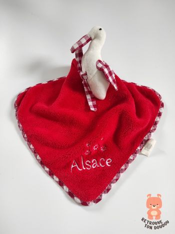 Doudou Mouchoir Cigogne MDS Alsace