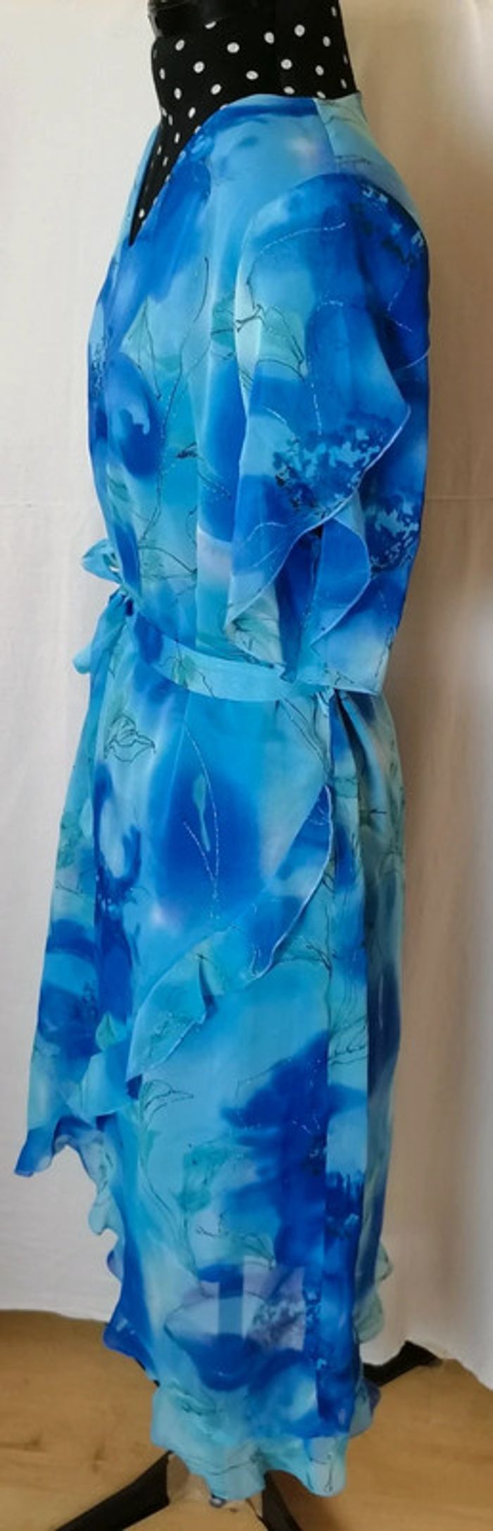 Robe mi-longue ocean vintage bleu brillant fluide taille 44 Coutureine - photo numéro 6