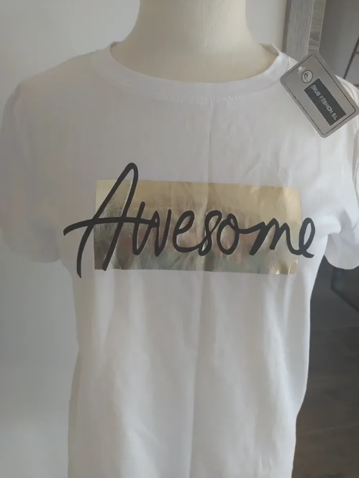 T shirt femme neuf doré et blanc S - photo numéro 2