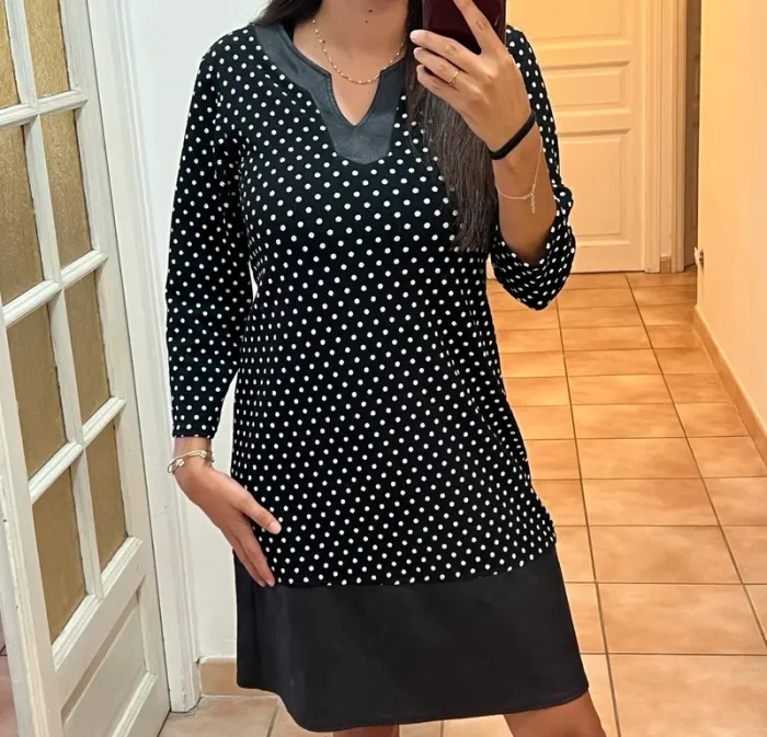 Robe chic parisienne à pois élégante longue - Armand Thiery - quasi neuve - taille 38